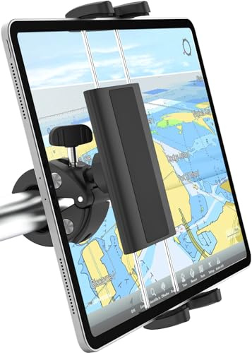 Dosvsi Tablet Halter Boot, Marine iPad Clip, 360° Drehung Handy Klammer für Lenker Rohr Bar Pole, Boot Halterung für iPad Pro 12.9 Air Mini, Galaxy Tabs, Z Fold Series, Z Flip, iPhone, 4-13 Tablets