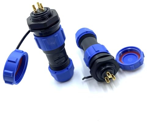 2 connettori SP17 a 3 poli, connettore per aeronautica, IP68, connettore femmina e femmina maschio, connettore a 3 pin, montaggio sul dado posteriore, spina aviazione, 500 V, 10 A