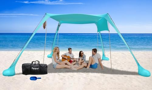 UPF50+ strandtält med solskydd sandskyffel spikar och stabilitetsstänger utomhus skugga för campingutflykter
