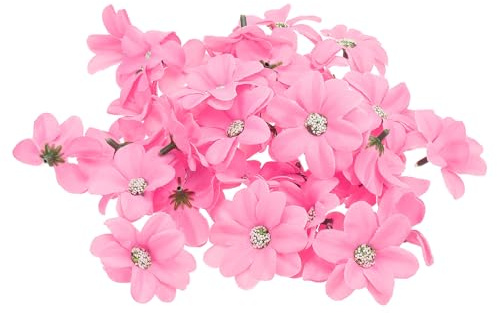 PATIKIL Teste Fiori Finti per Artigianato, 50pz Fiori Crisantemo Finti in Miniatura Fiori Seta Artificiali in Grandi Quantità per Decorazione Festa Nuziale Tiara, Rosa