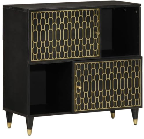 Somanki Beistellschrank 80x33x75 cm Massivholz Mango, Schrank Klein, Flurschrank, Kommode, Vorratsschrank, Flurschrank, Badezimmerschrank, Kleinmöbel - 358347