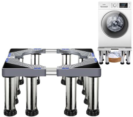 Waschmaschinensockel, weiß, 28 Zoll breit, universell belastbar, 880 lb/400 kg, Waschmaschinensockel, Trocknersockel, Plattform, strapazierfähig, höhenverstellbar, grau, 4 Fuß-10 cm (grau, 12 Fuß 10 c