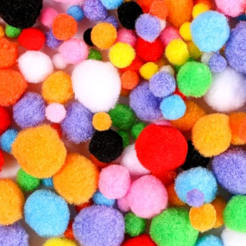 Pompons zum Basteln, Bunt, 1-2.5cm, 1000 Stück | Mini Pompons, Handwerk Herstellung, Party Deko, Für Ostern, Weihnachten