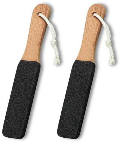 zeyedemo 2PCS Smooth Wooden Foot File, exfoliates and removes Dry Dead Skin on Both Sides, eliminates Corns and calluses, Pedicure Tool for Super Soft feet, Natural Foot Scraper with Wooden Handle