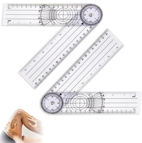 2 Stück Winkelmesser,Goniometer Physiotherapie,PVC Winkelmesser Physiotherapie,Faltbar 360° Winkel Drehung Transparent Goniometer für Medizinischer Sporttherapie,Gelenkmesser (38x5cm)