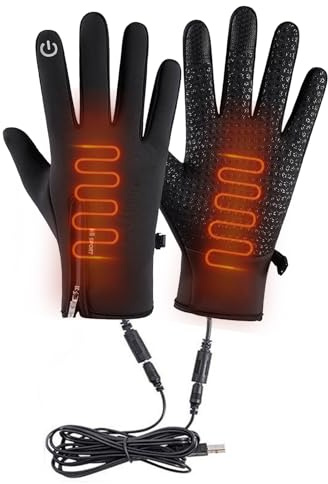 RZXBB USB Beheizte Handschuhe - Elektrische Beheizte Winterhandschuhe Herren Damen - USB wiederaufladbare Touchscreen Skihandschuhe - wärmende Handschuhe für Laufen Skifahren Wandern Radfahren