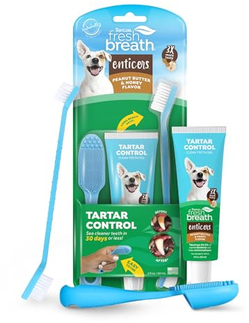 TropiClean Fresh Breath Dog Tooth Brushing Kit, Peanut Butter Flavor
