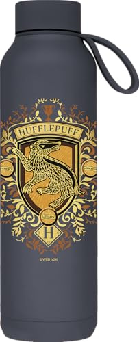 QUOKKA SOLID X HARRY POTTER | BOTELLA TÉRMICA DE ACERO INOXIDABLE DOBLE PARED CON COLGADOR | HP HUFFLEPUFF