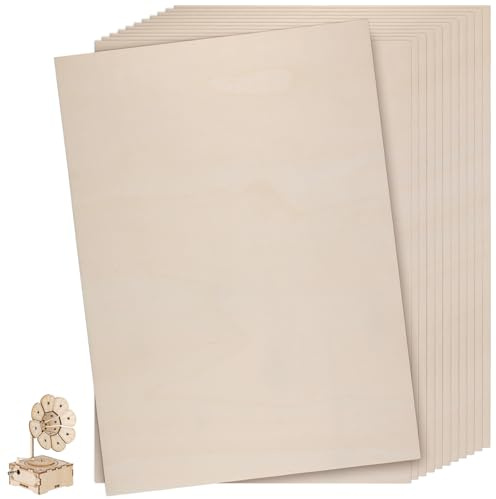 UNGFEI 12 Pack A3 Plywood Sheets, 3mm Thick Unfinished Wood Sheet