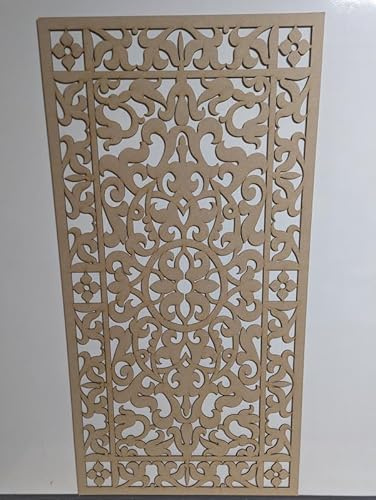 Panel decorativo de madera, tabique de pared, rejilla de cubierta de radiador, decoración de muebles, corte láser de tablero MDF de 3 mm de grosor (tamaño 1200 x 610 mm), patrón (001C). Fabricado en
