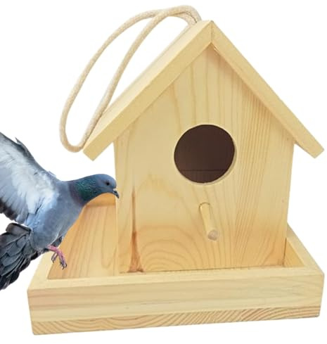 Casetta per uccelli | Casetta per uccelli tradizionale in legno | Casetta per uccelli da esterno, casetta per uccelli in legno caldo, decorazione per finestre, alberi, balconi