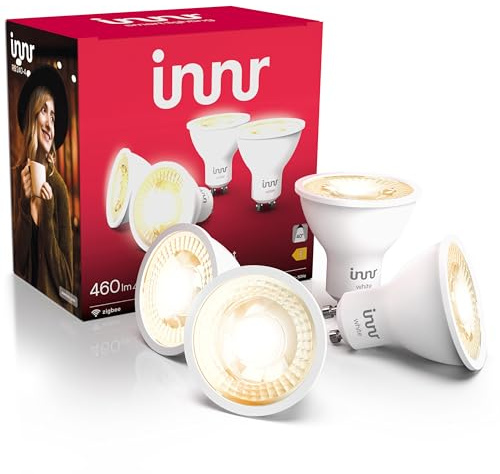 Innr GU10 Zigbee smart lampa, fungerar med Hue* och Alexa (bridge krävs), varmvit, GU10 LED spots dimbar, smart hemlampa, 460lm, 4-pack