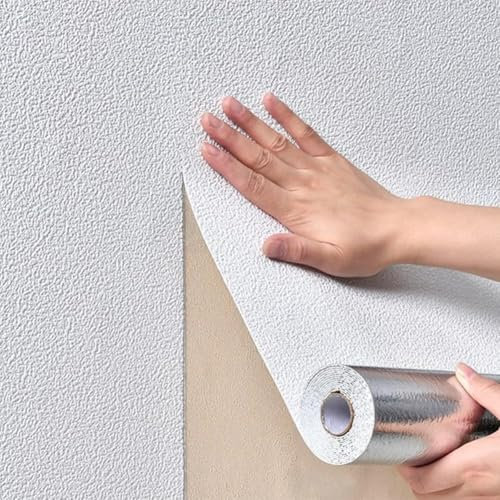 Rollo de papel tapiz autoadhesivo de espuma 3D impermeable a prueba de humedad para dormitorio, sala de estar, 50 x 280 cm, color blanco