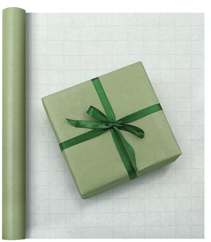 Salvia grönt omslagspapper minirulle ljusgrönt födelsedags omslagspapper enfärgad presentpapper gör-det-själv hantverk papper med skärlinje för bröllopsdag fest presentförpackningsmaterial, 43 cm x 3