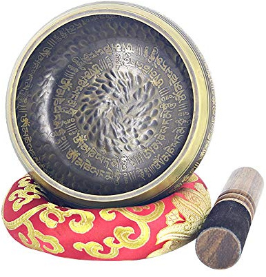 BTYQKZVPM Il canto tibetano, Il suono, Con zoccoli e tappetini Ciotola for yoga in ottone fatta a mano Ciotola sonora Aiuta il trattamento del suono Ciotola sonora for yoga(15cm)