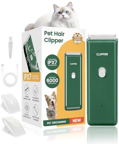 Marvljojo Upgrade Home Professional Dog Grooming Kit Clipper for Matted&Long Hair, Cordless Pet Shaver Low Noise USB Rechargeable for Cats, Small&Medium Dogs, Handy Pet Hair Grooming Trimmer, Green
