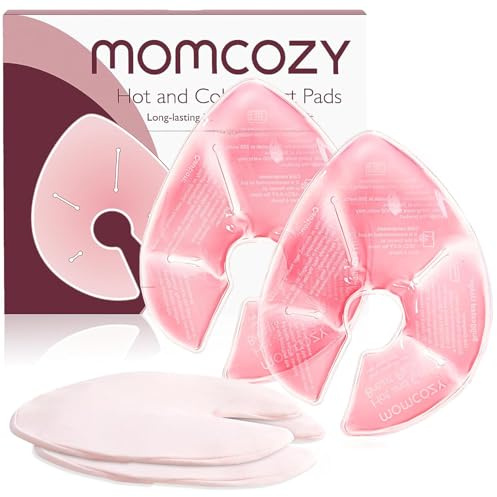 Momcozy Almohadillas Térmicas Grandes para El Pecho, Compresas Frío/Calor para El Pecho con 2 Fundas Suaves, Accesorio de Lactancia, Pack de 2, Rosa