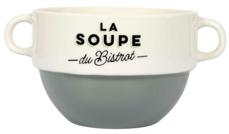 HowHomely Bol à soupe 450 ml vert avec anses – Bol à soupe en céramique pour soupe, ragoût, crème, dessert, bol de service moderne, passe au lave-vaisselle