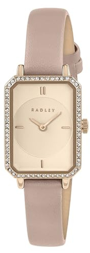 RADLEY Rose Gold Plated Stone Set Case Pink Leather Strap Watch RY21892