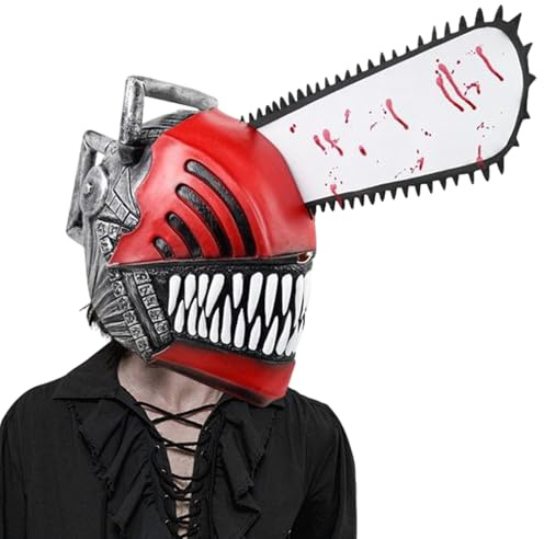 Chainsaw Man Masque, Anime Chainsaws Men Cosplay Costume, Halloween Latex Chainsaw Masque, Realistic Masquerade Face Cover, Party Costume Props, for Party, Carnival, Masquerade, Halloween