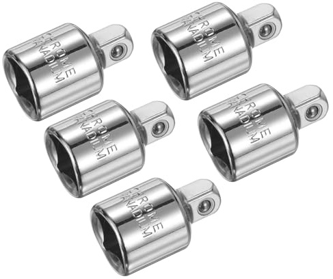 sourcing map 5pcs Impact Socket Adapter 3/8 Female to 1/4 Male Square Drive Reducer Standard SAE Converter Impact Driver Ratchet Wrench Breaker Bar Conversion, Silver