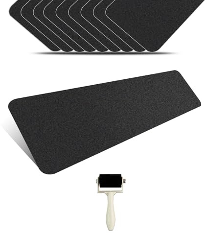 SANLIUBA Treppenstufen Antirutsch Stufenmatten，Treppen Teppichstufen 12-Teiliges Set Treppenmatten, 61 × 10 cm, mit Kleinen Rollen, Geeignet für Innentreppen