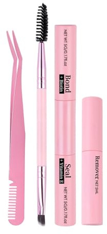 Lash Bond And Seal Kit 4pcs - Cluster Lashes Glue Bond And Seal - Portable Eyelash Remover Tool, Tweezers and Eyelash Brush - Waterproof 72H Strong Hold Individual Lashes Glue For Sensitive Eyes