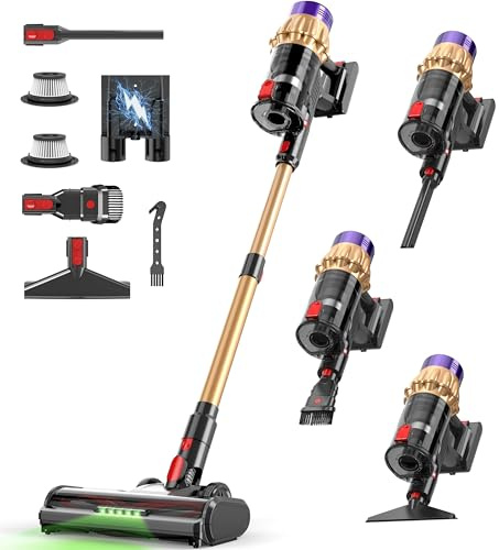 Cordless Vacuum Cleaner, 650W 50KPa 70-Min Runtime Stick Vacuum, Self-Standing Lightweight Vacuum for Home, Pet Hair, Hardwood Floors, Carpet, Stairs & Car, LED Display