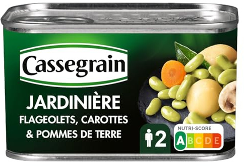 CASSEGRAIN - Jardinière de Flageolets Carottes Pommes de Terre et Champignons - la boîte de 265g - Le Lot De 4