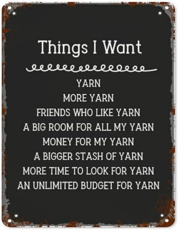 Vintage Wall-Art Yarn Lover Knit Crochet Grandma Mom Crochet Wish Humorous Tin Sign for Bathroom Bedroom Craft Room 8 X 12 in