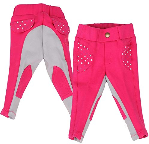 QHP Baby Reithose Junior Mickey Jodhpur - Hosenbein Kniebesatz (Fuchsia, 104)