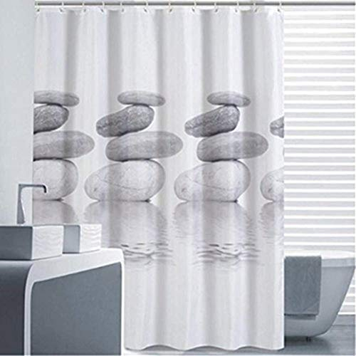 Duschvorhang 200x200 Textil Grau Pebble Schimmelresistenter und Wasserabweisend Shower Curtain mit 12 Duschvorhangringen (200 * 200cm)