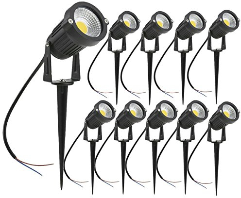 aulyun Faretti a LED da Giardino Esterno con Picchetti IP65 5W 220V Bianco freddo(set da 10)