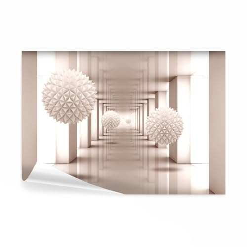 decomonkey Fototapete 3d Effekt Abstrakt, 350x256 cm, XL, Architektur | Kugeln, Vlies, Schlafzimmer, Wohnzimmer, Design, Tapete, Fototapeten, Tapeten, Wandtapete, Vliestapete, moderne, Wandbild