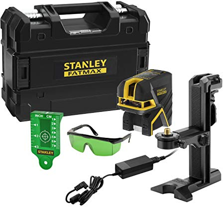 Stanley FatMax Li-Ion Kreuzlinien- und 2-Punktlaser grün FMHT77597-1 (selbstnivellierend, mit grüner Diode, Genauigkeit: 3mm/10m, mit Pulsmodus für Empfänger, IP54, inkl. Koffer und Zubehör)