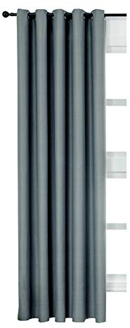 WOLTU Cortina Opaca para Habitación con Ollaos Aislamiento Térmico Resistente a la Suciedad los Rayos UV 1 Pieza Proteger su privacidad 135x225 cm(BxH) Color Gris Pizarra