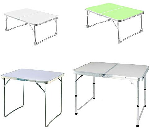 Lucn Folding Picnic Camping Desk Laptop Table Stand Computer Notebook Tray, Laptop Bed Table, Stand Reading Holder, Dorm Desk on Bed/Sofa (Unfolding Size: 60x40x26cm) White