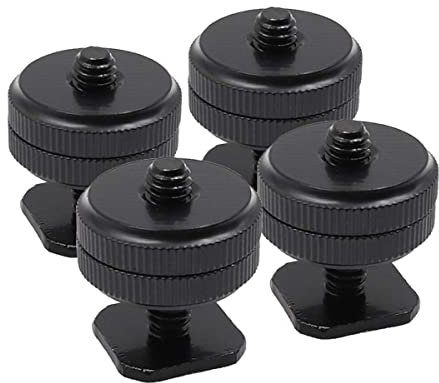 Tiardey 4PCS Portable Camera Hot Shoe Mount to 1/4 Tripod Screw Adapter Flash Shoe Mount for DSLR Camera Rig