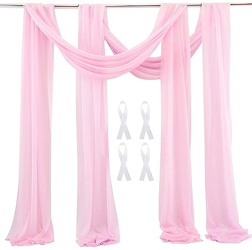 auons Rosa Wedding Backdrop Tulle Tenda 2 pannelli 600x75cm Arco Drappeggio Voile Chiffon Tessuto Drappeggio Tende Arbor Drappeggio per di Cerimonia di Matrimonio Ricevimento Party Soffitto Decor