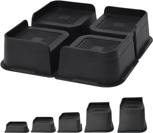 MYMULIKE Möbelerhöhung 5,1 cm, 7,6 cm, 10,2 cm, 15,2 cm oder 20,3 cm Heavy Duty Furniture Risers, Bis zu 2721,6 Kg L-förmiges Design Bett Lifts Blöcke für Couch Schreibtisch Sofa Tisch Bücherregal