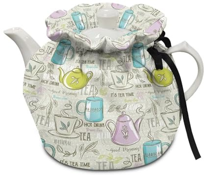 Xoenoiee Tea Pot Cosy Cotton Tea Cozy for Teapots Dust Cover Insulated Kettle Cover Teapot Warmer for Home Kitchen Decorative Accessories Tea Time Pattern
