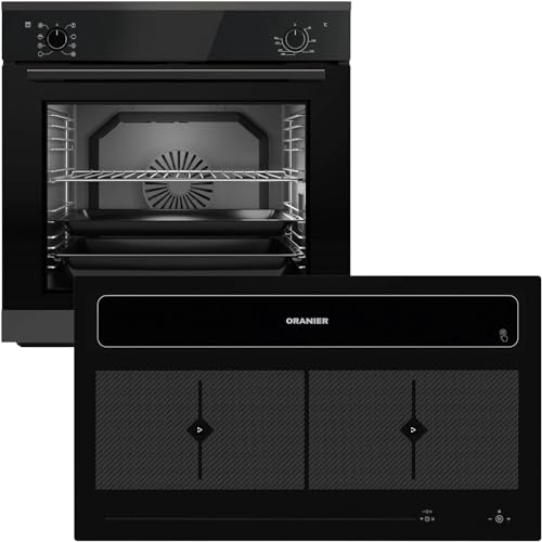 Oranier Einbau-Backofen Set EBS320 autark - 9 Funktionen & Flächen-Induktion 90 cm mit Kochfeldabzug KFL 2094-4 Kochzonen & Brückenfunktion