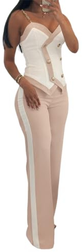 shownicer Tailleur Donna Pantaloni e Giacca Elegante Set 2 Pezzi Pizzo Blazer a Maniche Lunghe + Pantaloni a Suit Moda A Cachi M