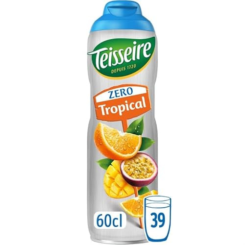 Sirop Zéro Tropical Teisseire 60cl - Savoureusement Exotique, Sans Sucres, Idéal Pour Cocktails & Rafraîchissements - Boissons Increvables - Le Lot De 3