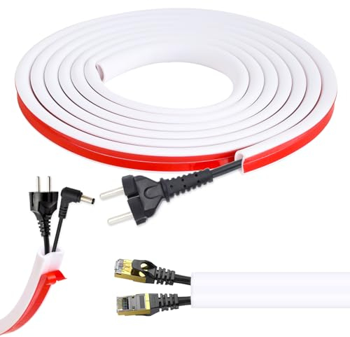 Cubierta semicircular para cables, puente flexible de PVC, para ocultar cables en la pared o suelo, (D15-15 x 10 mm, blanco, 3 m)