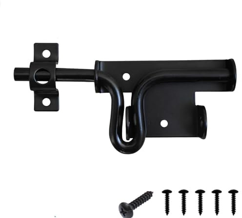 Heavy Duty Slide Bolt Gate Latch 160mm with Padlock Hole – Black Iron Security Door Lock for Wooden Fence, Shed, Barn & Garden – Rust-Resistant Electrostatic Coating