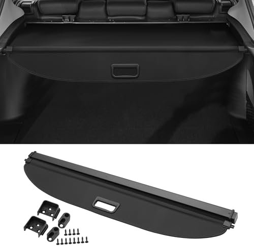 Motoforti Auto ausziehbare Kofferraumabdeckung für Volkswagen Tiguan 2007-2016 Heckklappenregal Gepäcksicherheitsschutzschirm, Leinwand, mit Zubehör, Glanzschwarz