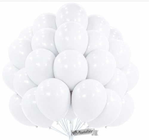 BIO Luftballons Weiß • 100 Stück • MADE IN EU • Premium Ballons Aus 100% Reinem Naturlatex • Helium Luftballons Bunt • Aus Natürlichen Rohstoffen • Für Geburtstag