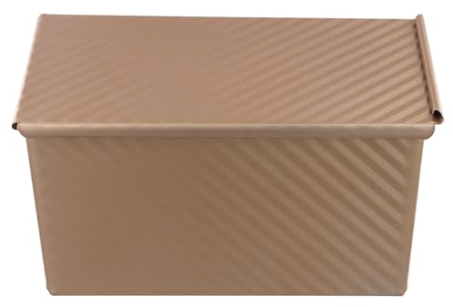 volumoon Scatola per Toast con Coperchio Scorrevole, Tostato Teglia Antiaderente, Stampo Pane Rettangolare, Stampo per Cottura, Torta per Dolci, Bauletto, Teglia Toast, Oro Rosa