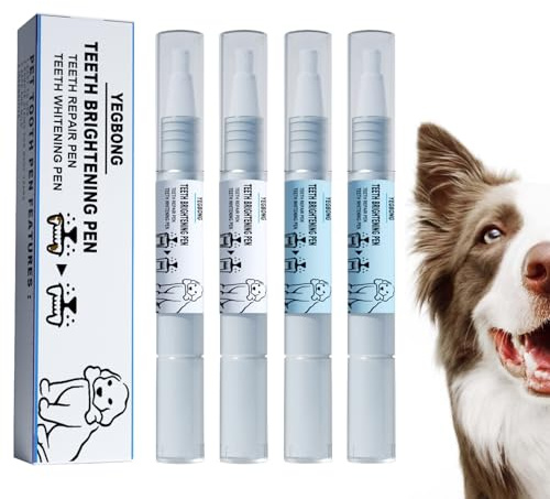4 cepillos de dientes para mascotas, bolígrafo de gel de reparación oral para perros, lápiz de cepillo de dientes para perros, eliminador de sarro, adecuado para mejorar el mal aliento y eliminar el